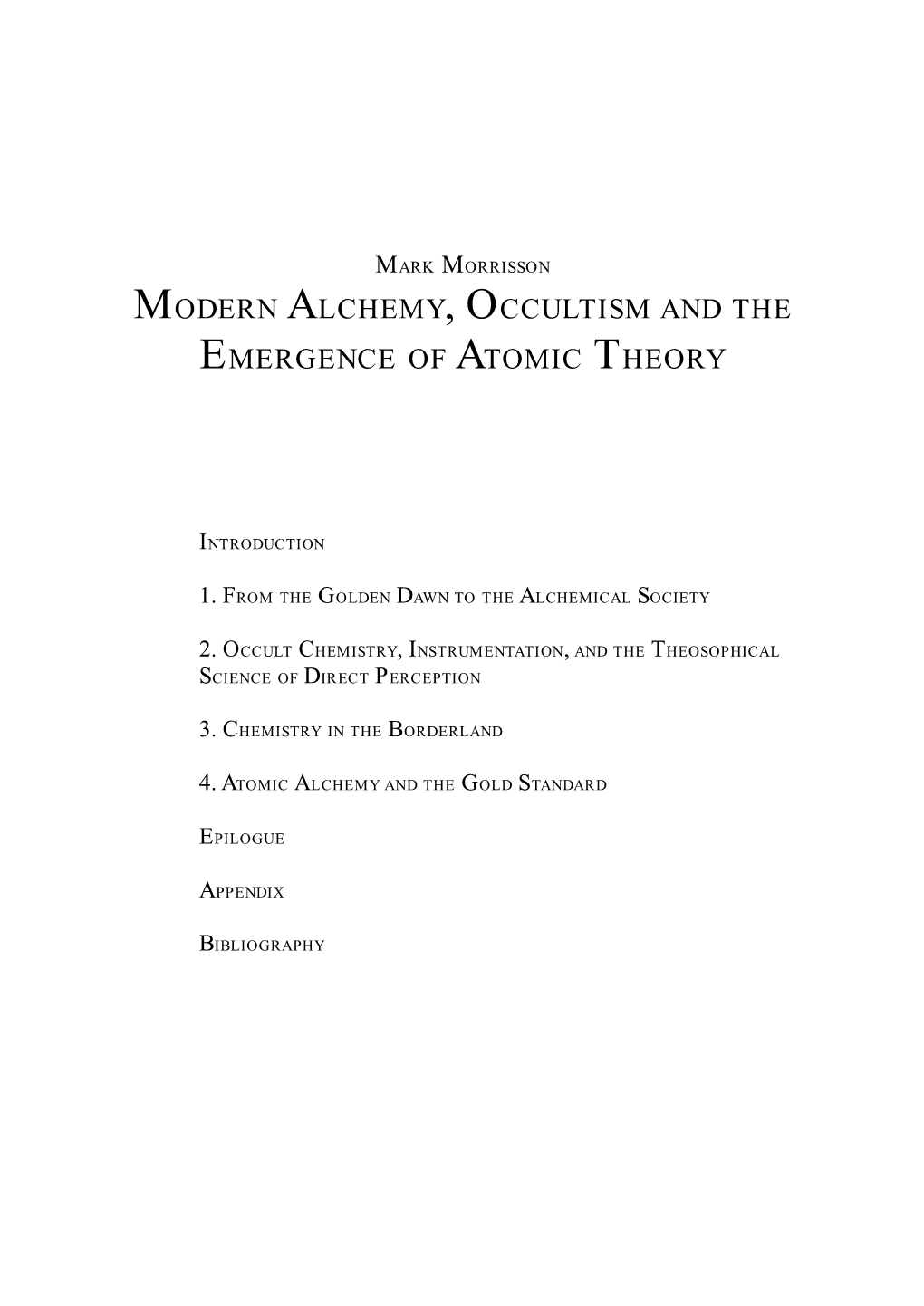 Modern Alchemy, Occultism and the Emergence of Atomic Theory