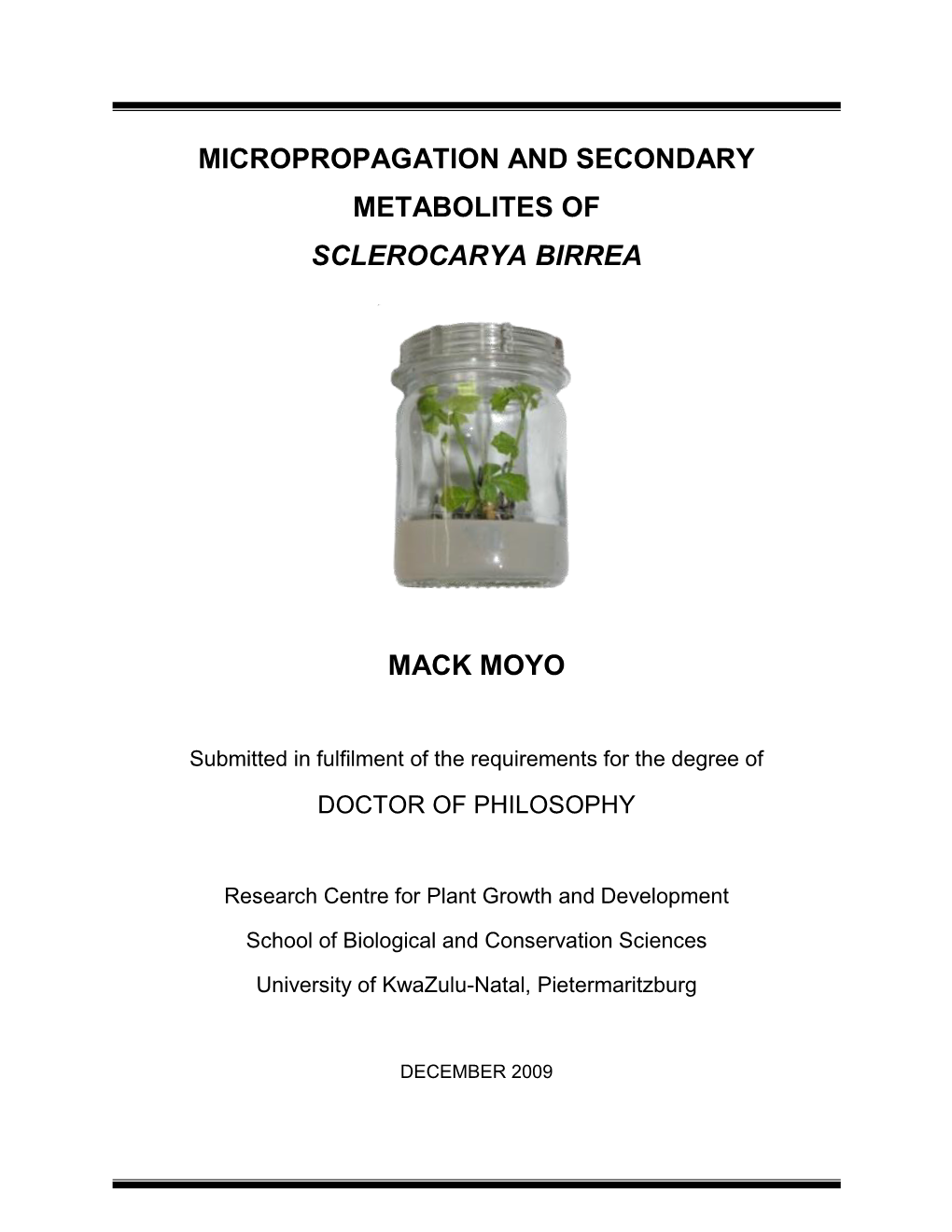 Micropropagation and Secondary Metabolites of Sclerocarya Birrea