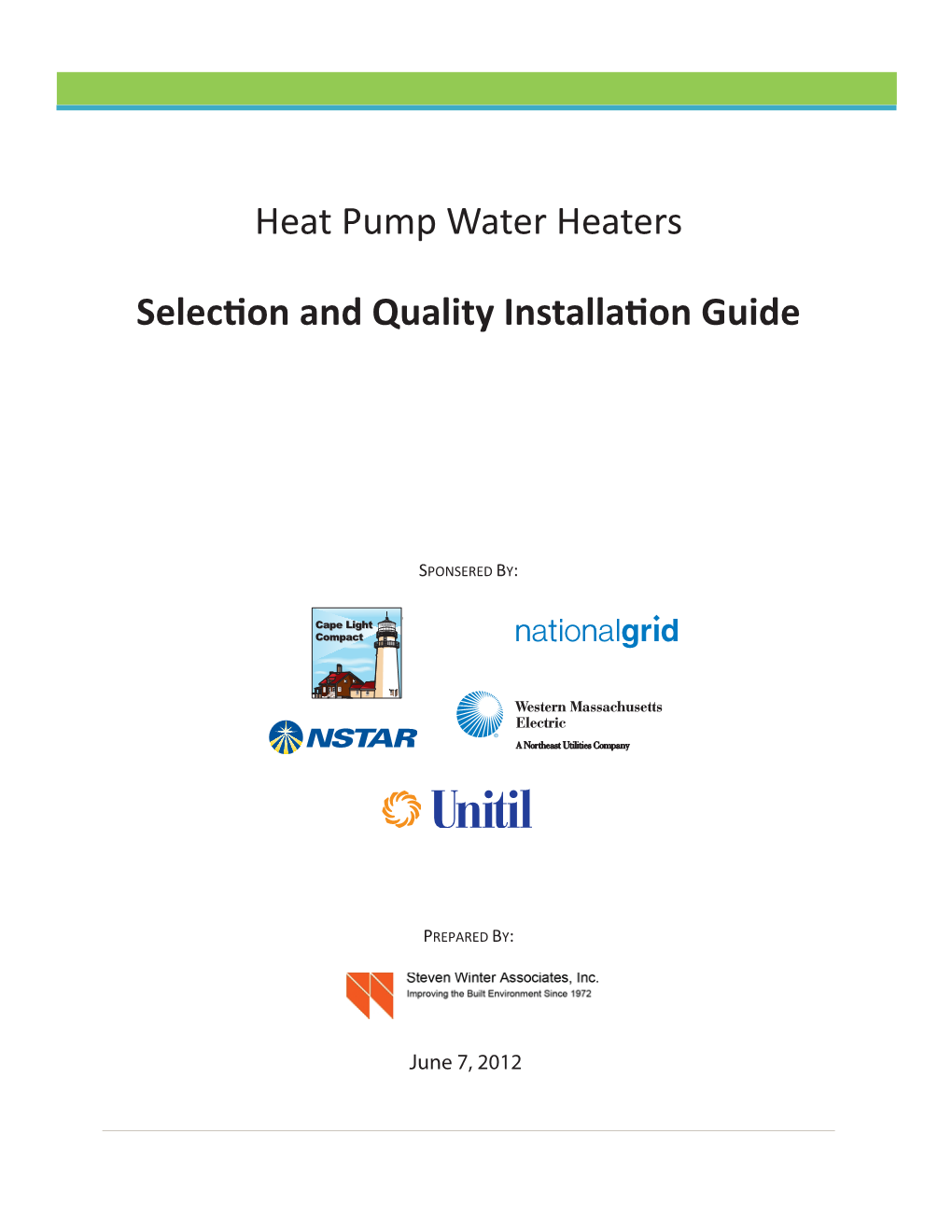 Heat Pump Water Heaters Selection and Quality Installation Guide