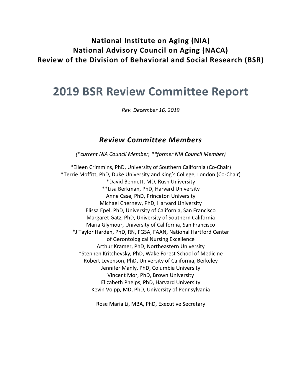 2019 NACA BSR Review Committee Report