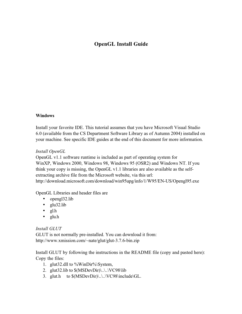 Opengl Install Guide