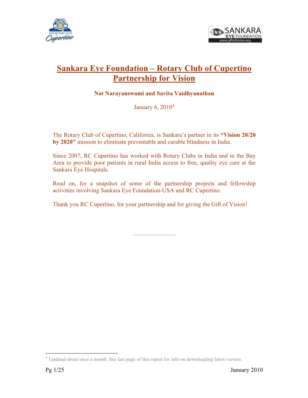 Sankara Eye Foundation – Rotary Club of Cupertino Partnership for Vision