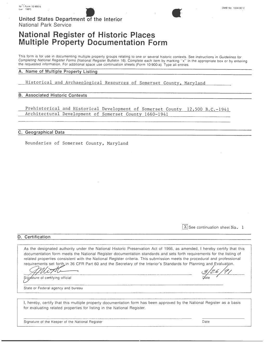 National Register of Historic Places Multiple Property Documentation Form