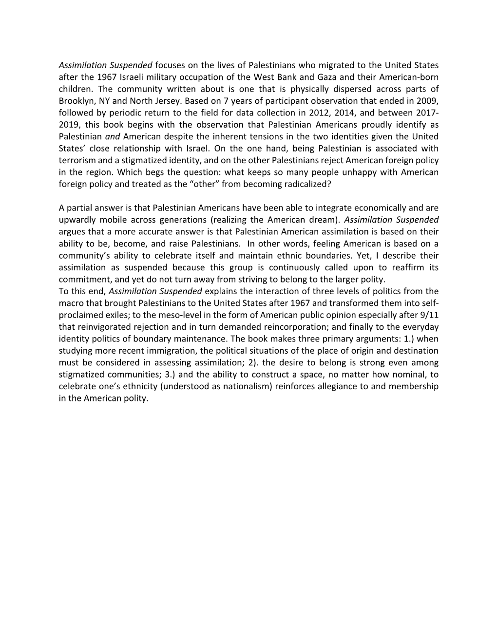 Assimilation Suspended Focuses on the Lives of Palestinians Who Migrated to the United States After the 1967 Israeli Military Oc