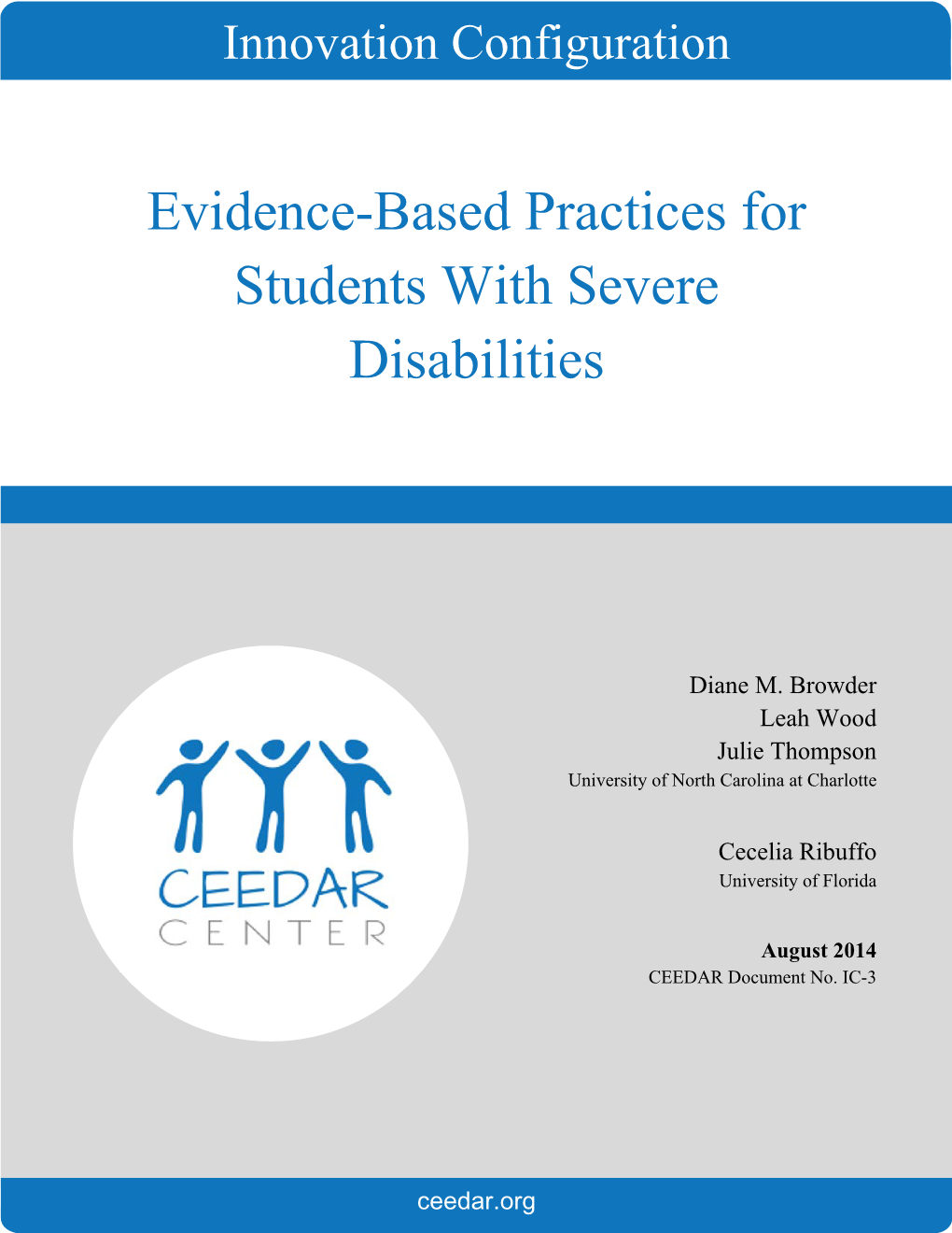 Innovation Configuration for Evidence-Based Practices for Students with Severe Disabilities