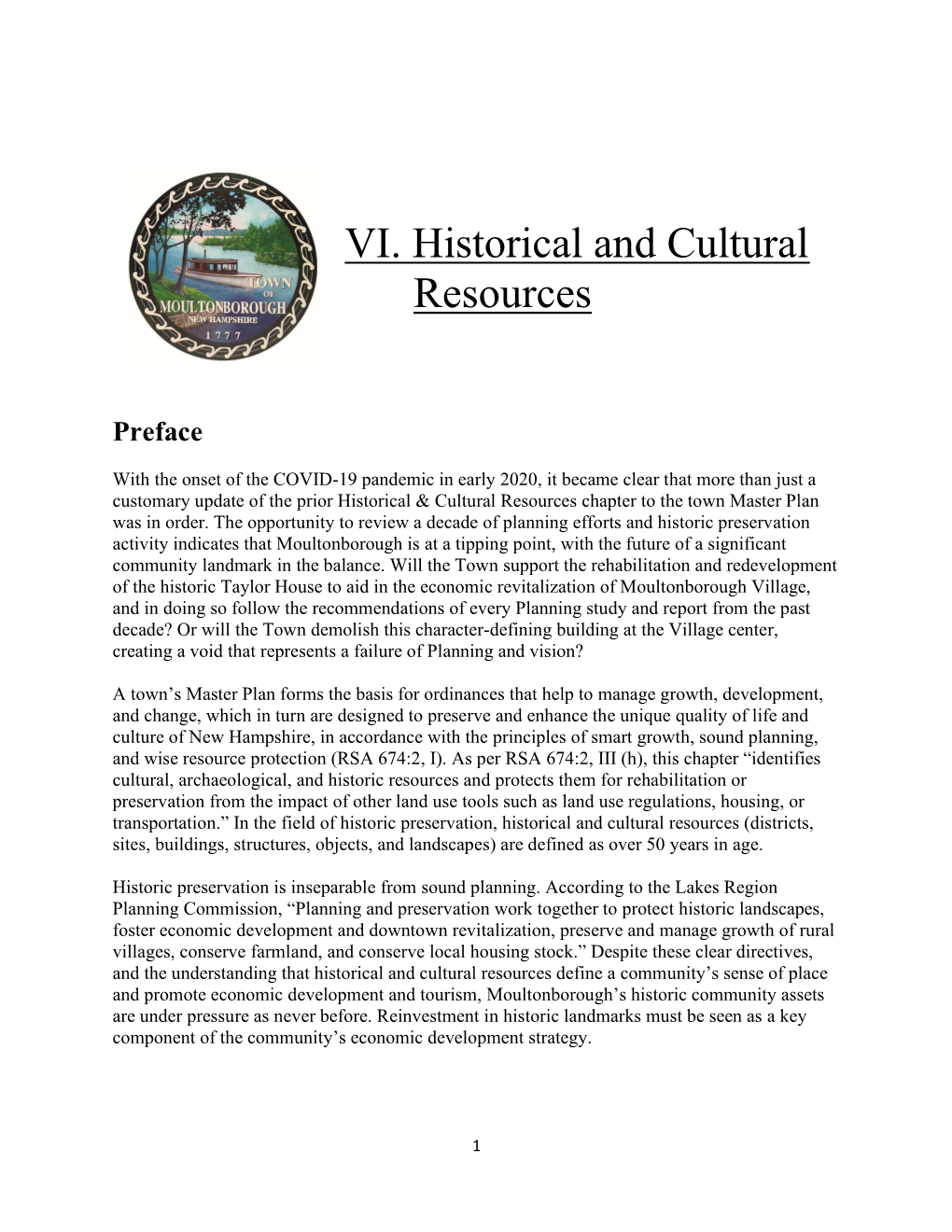 Historical and Cultural Resources Chapter
