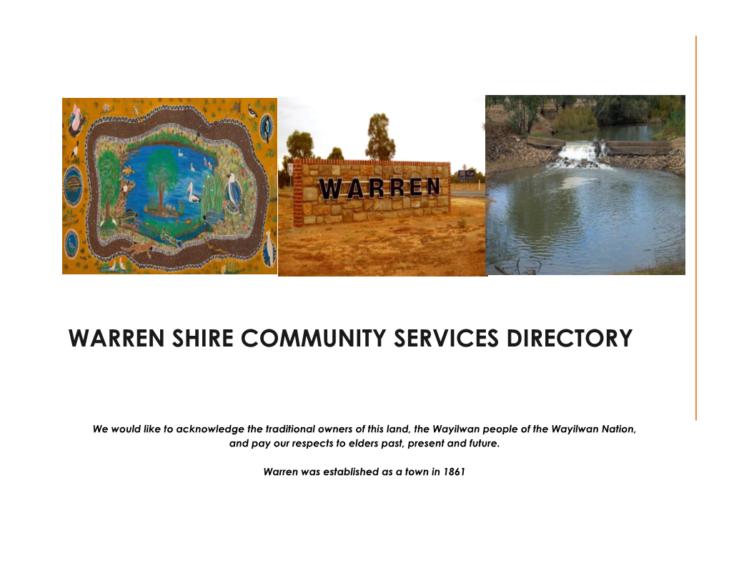 Warren Shire Community Services Directory