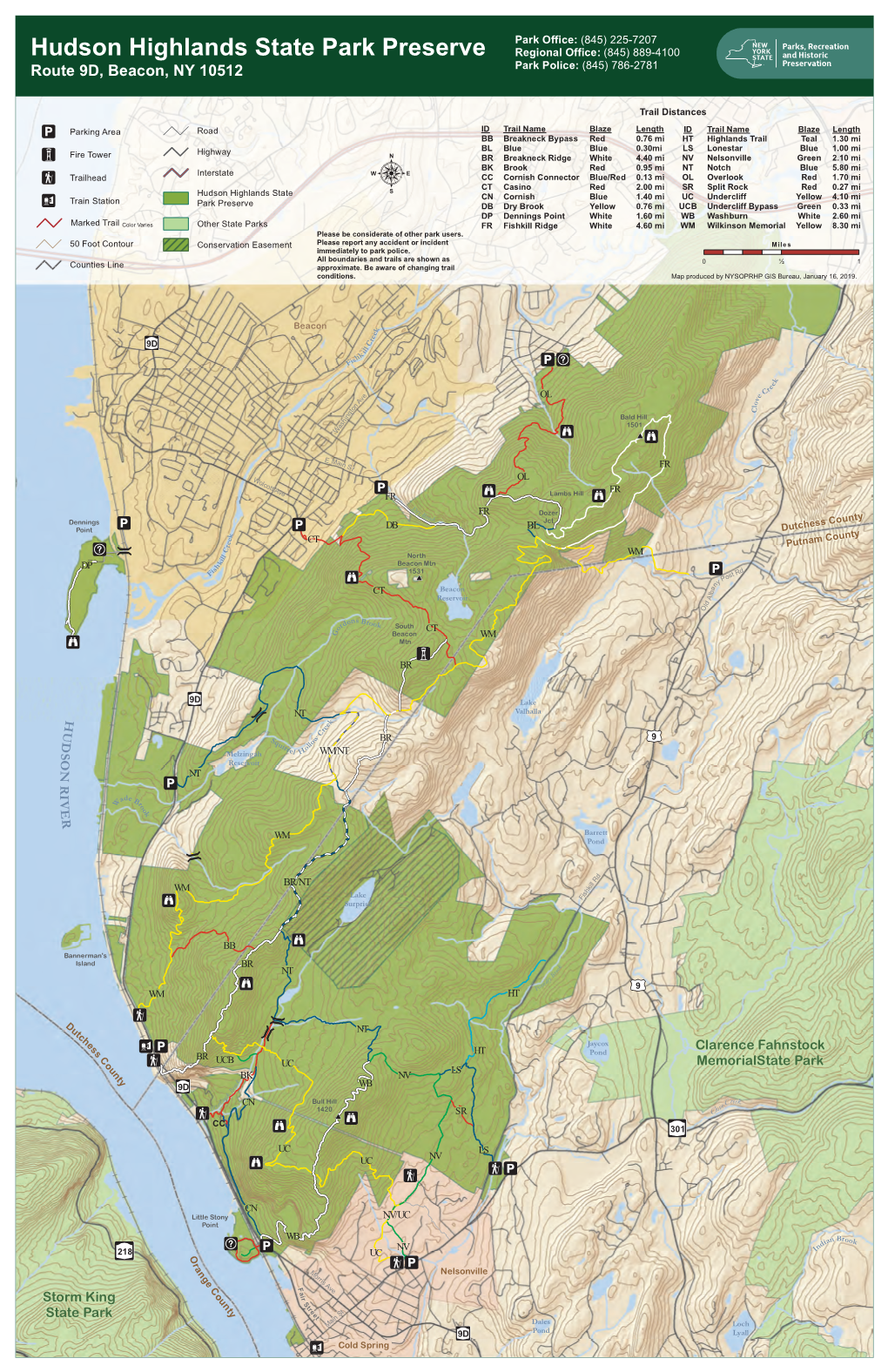 Hudson Highlands Trail Map North