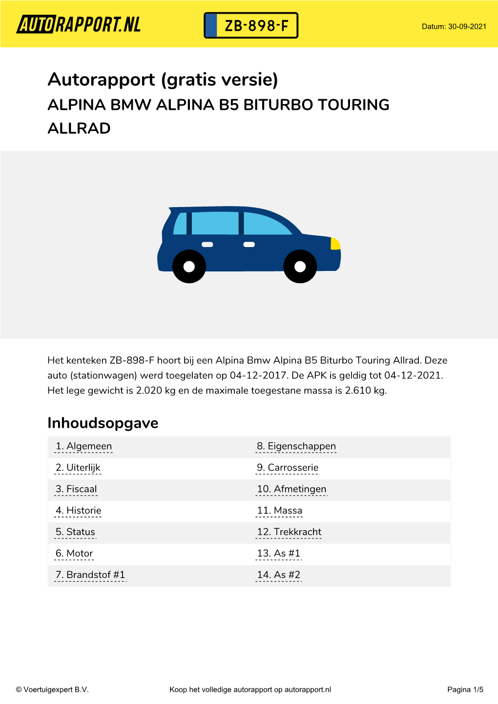 ZB-898-F Autorapport | ALPINA BMW ALPINA B5 BITURBO TOURING ALLRAD