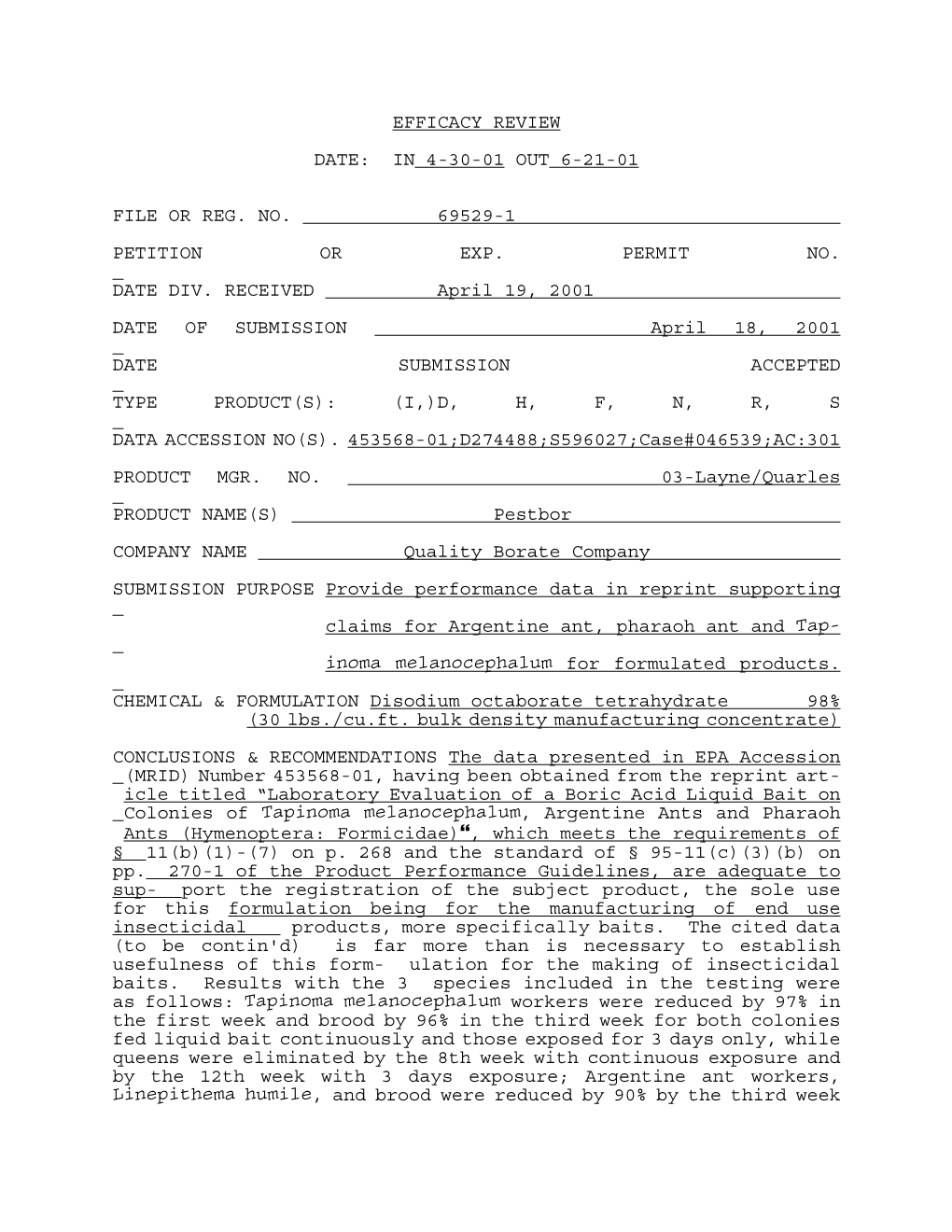 US EPA-Pesticides; Disodium Octaborate Tetrahydrate