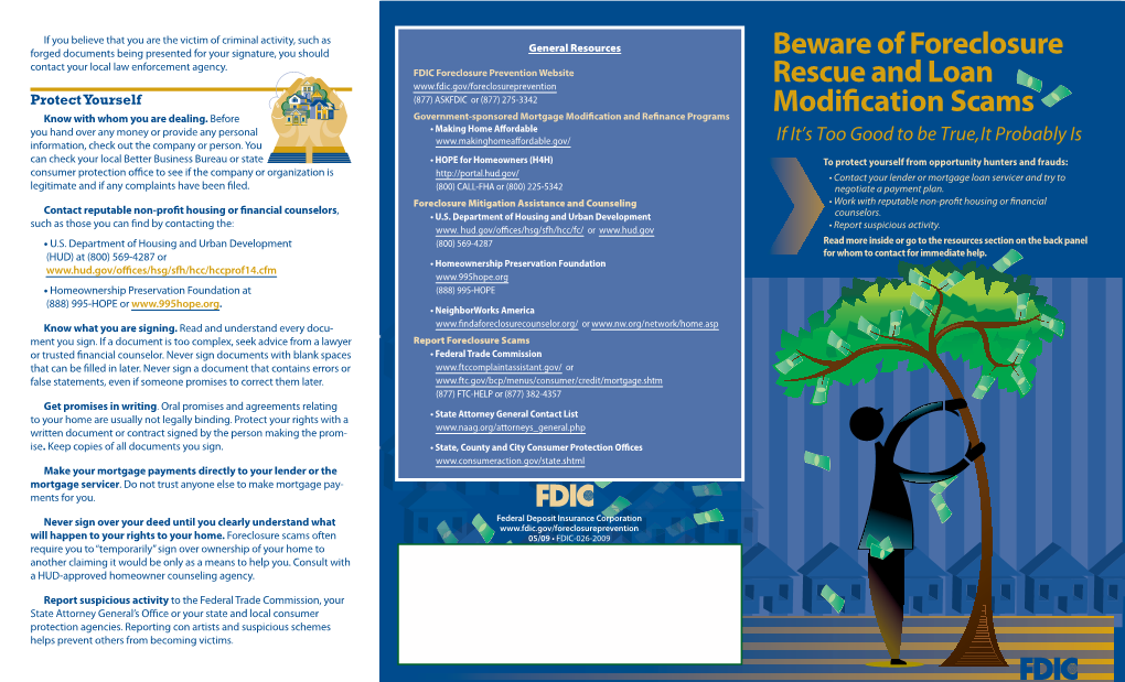 Beware of Foreclosure Rescue and Loan Modification Scams