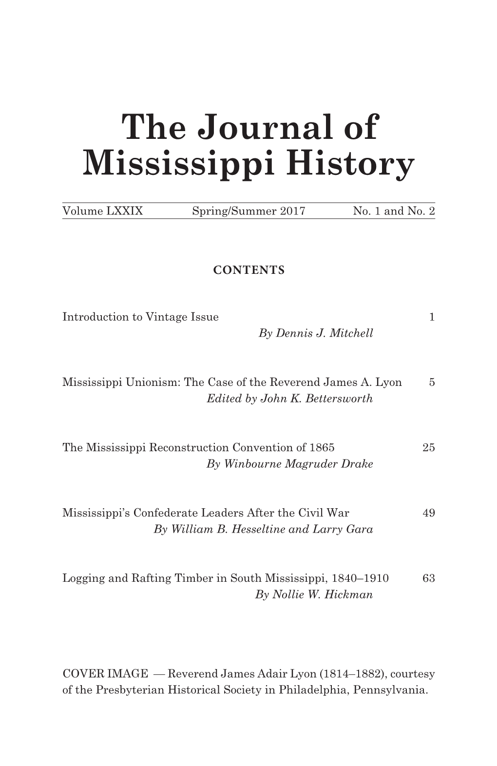 The Journal of Mississippi History