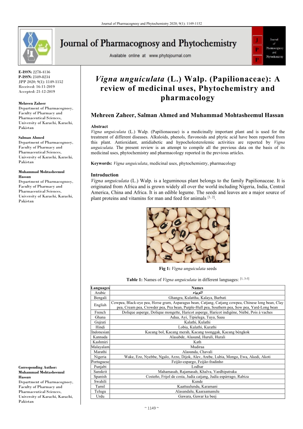 Vigna Unguiculata (L.) Walp