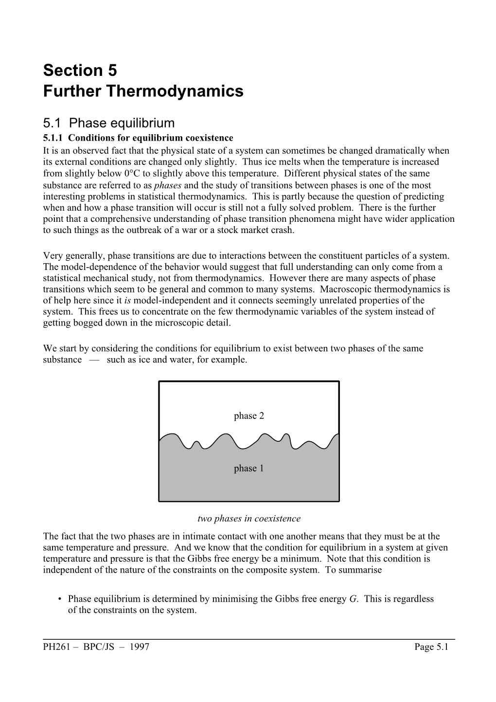 Section 5 Further Thermodynamics