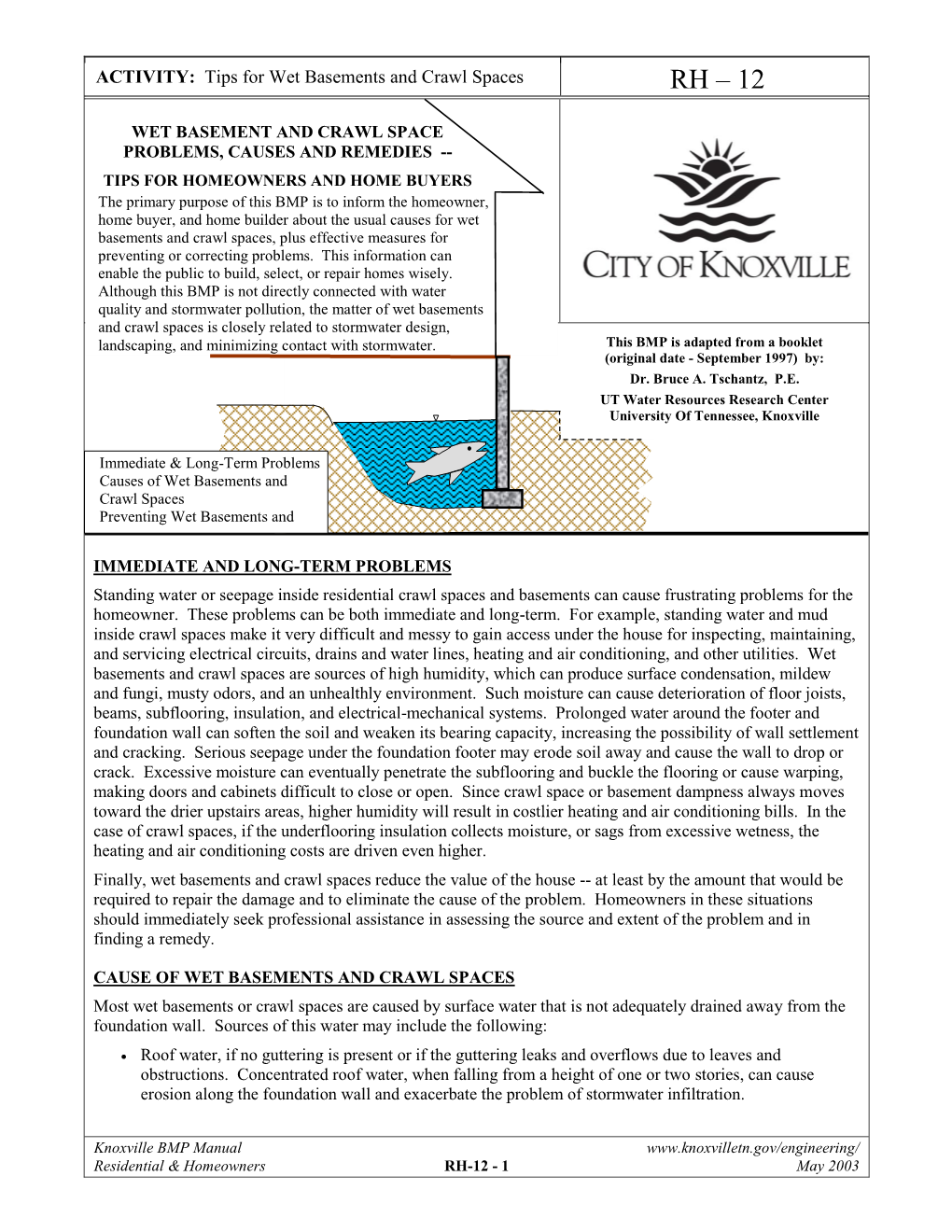 RH-12 - 1 May 2003 ACTIVITY: Tips for Wet Basements and Crawl Spaces RH – 12