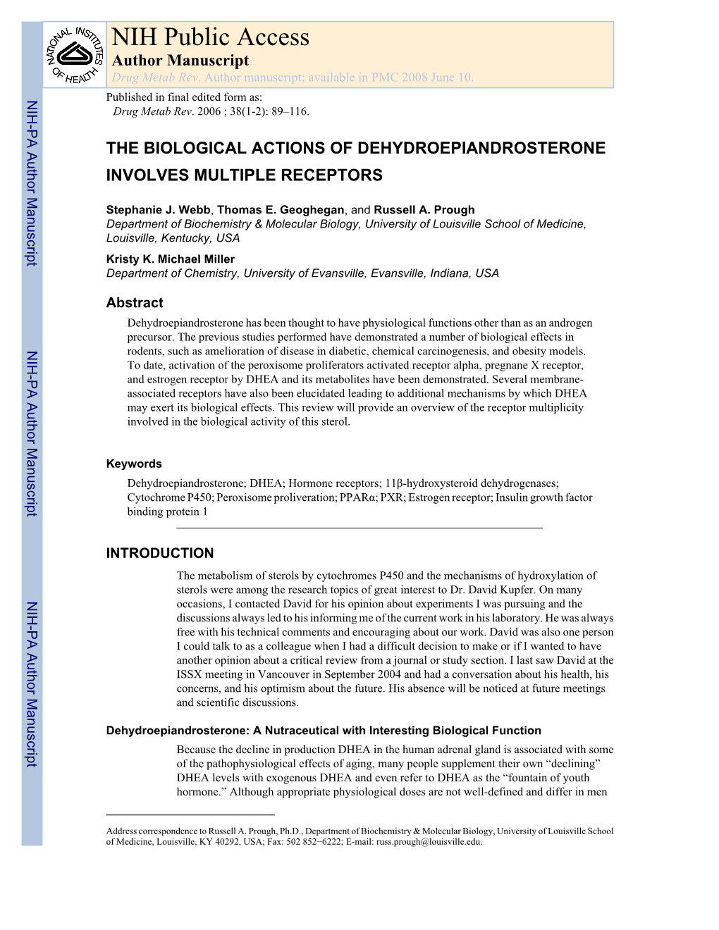 NIH Public Access Author Manuscript Drug Metab Rev