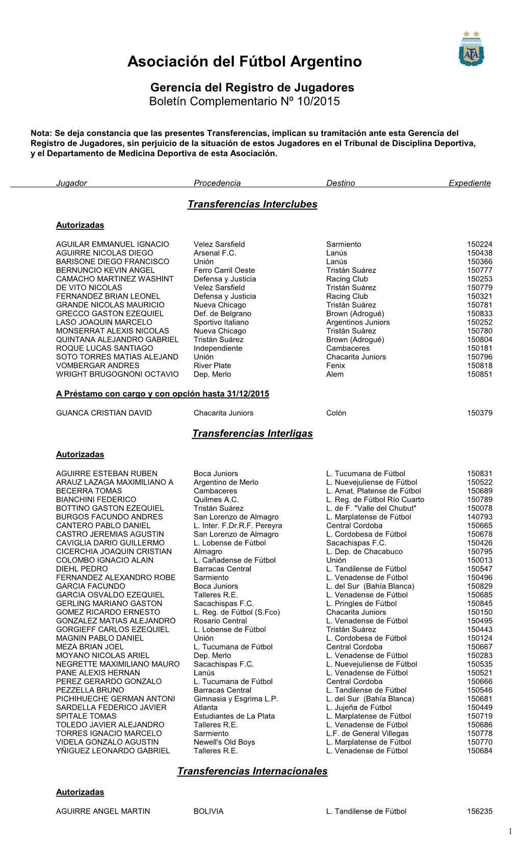 Boletin Jugadores 10-2015