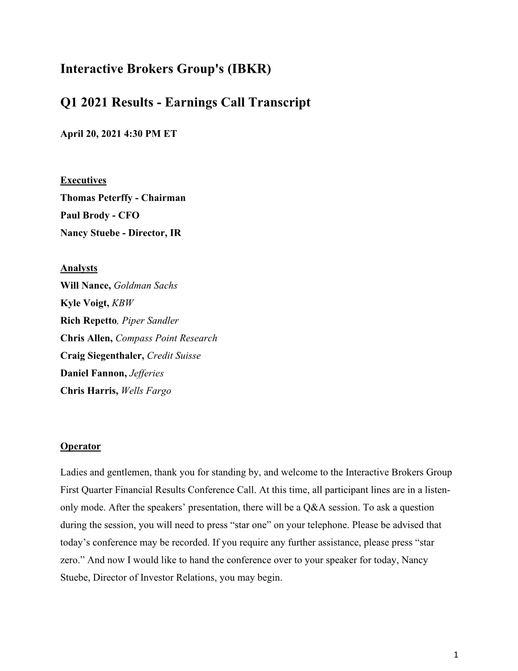 Earnings Call Transcript