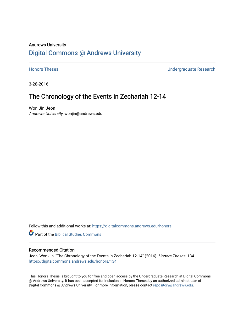 The Chronology of the Events in Zechariah 12-14