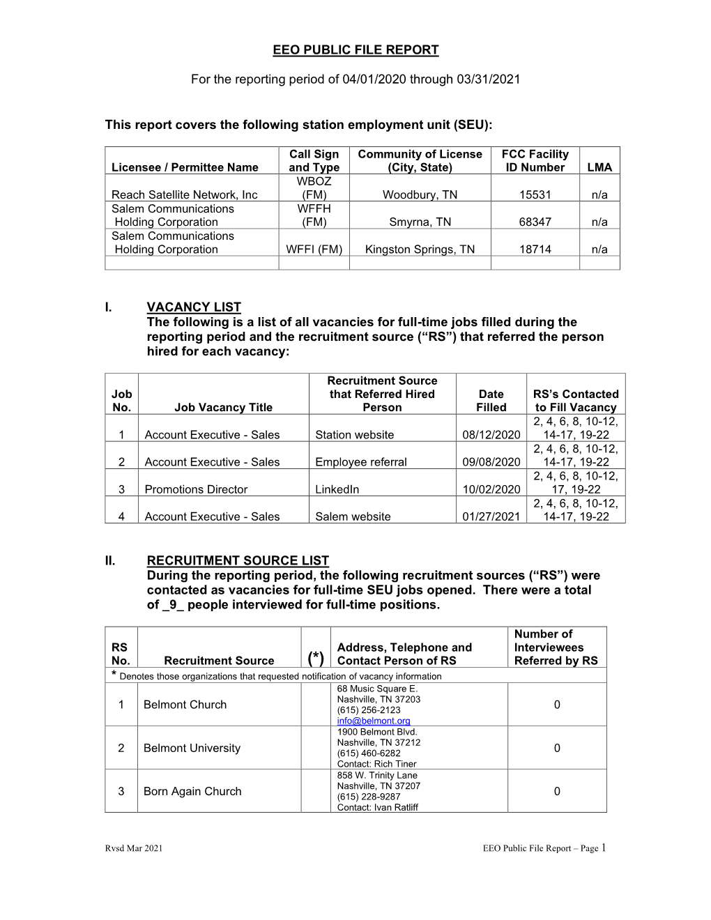 Eeo Public File Report