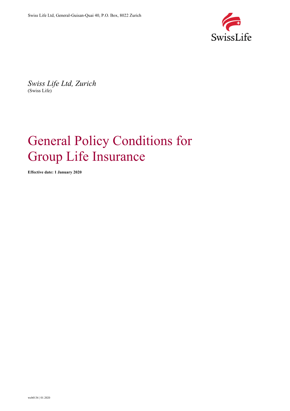 General Policy Conditions for Group Life Insurance