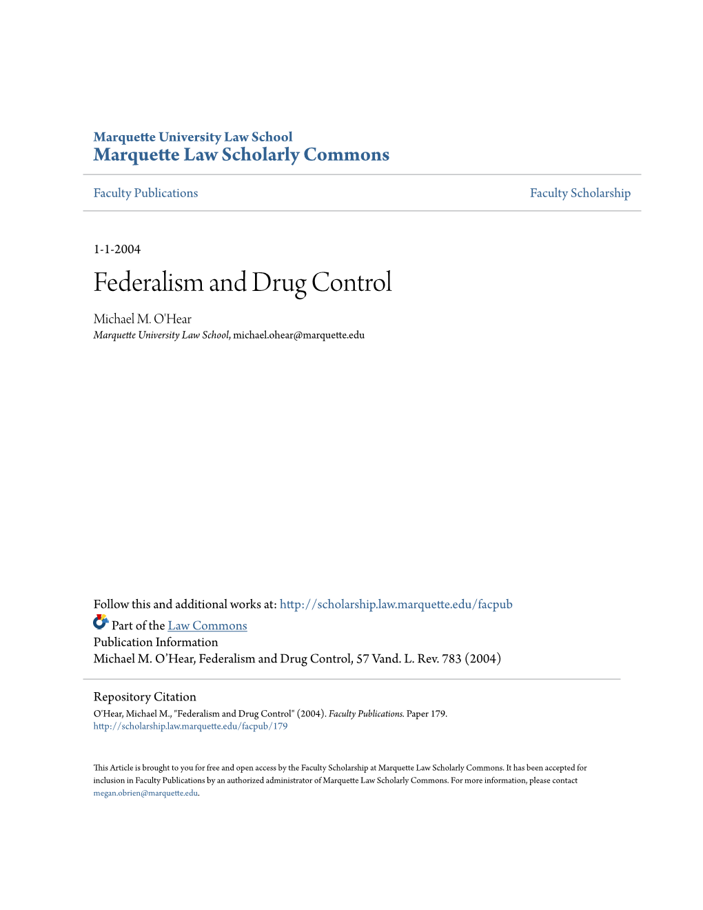 Federalism and Drug Control Michael M