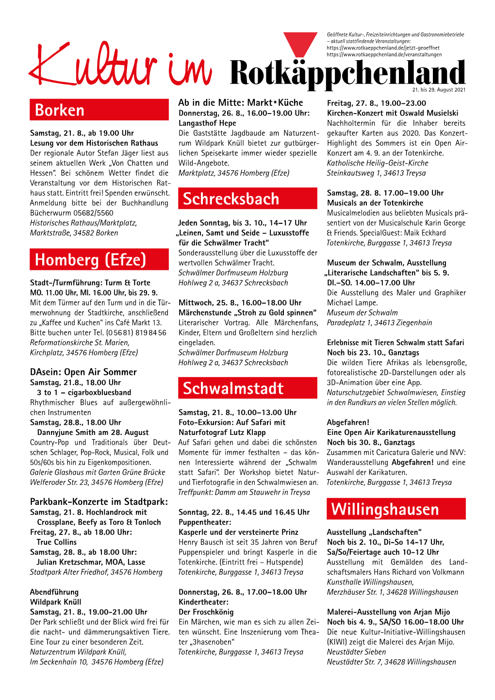 Borken Homberg (Efze) Schrecksbach Schwalmstadt Willingshausen