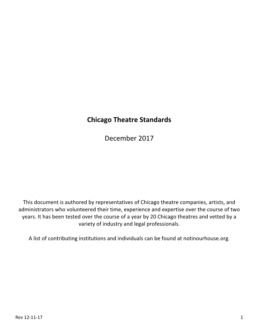 Chicago Theatre Standards