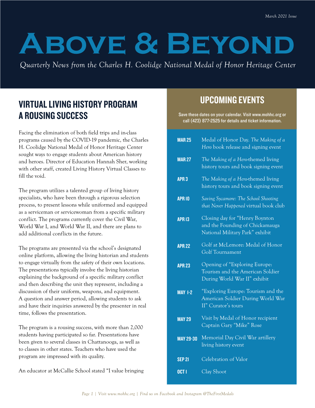 Newsletter Link: March, 2021 Above & Beyond