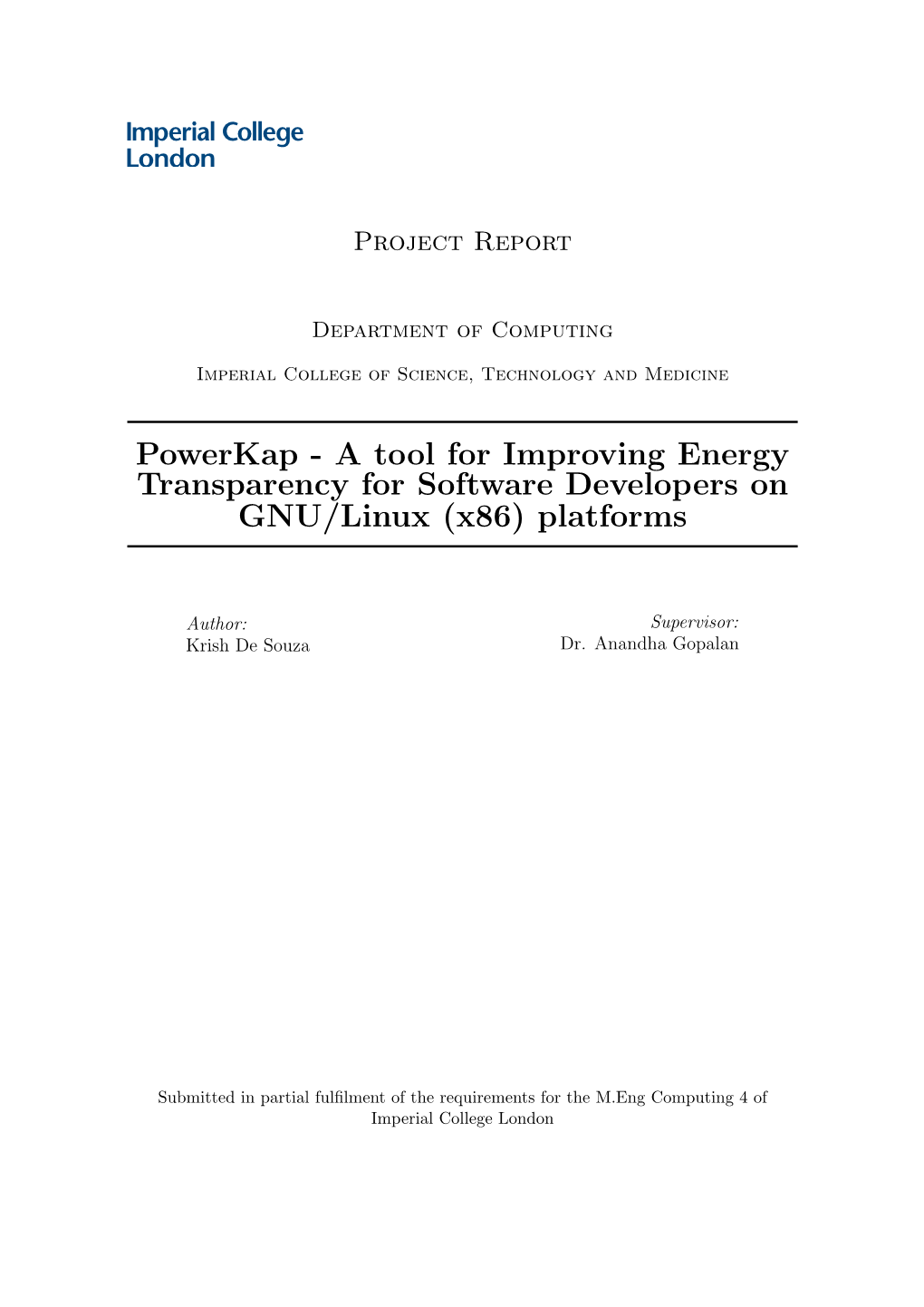 Powerkap - a Tool for Improving Energy Transparency for Software Developers on GNU/Linux (X86) Platforms