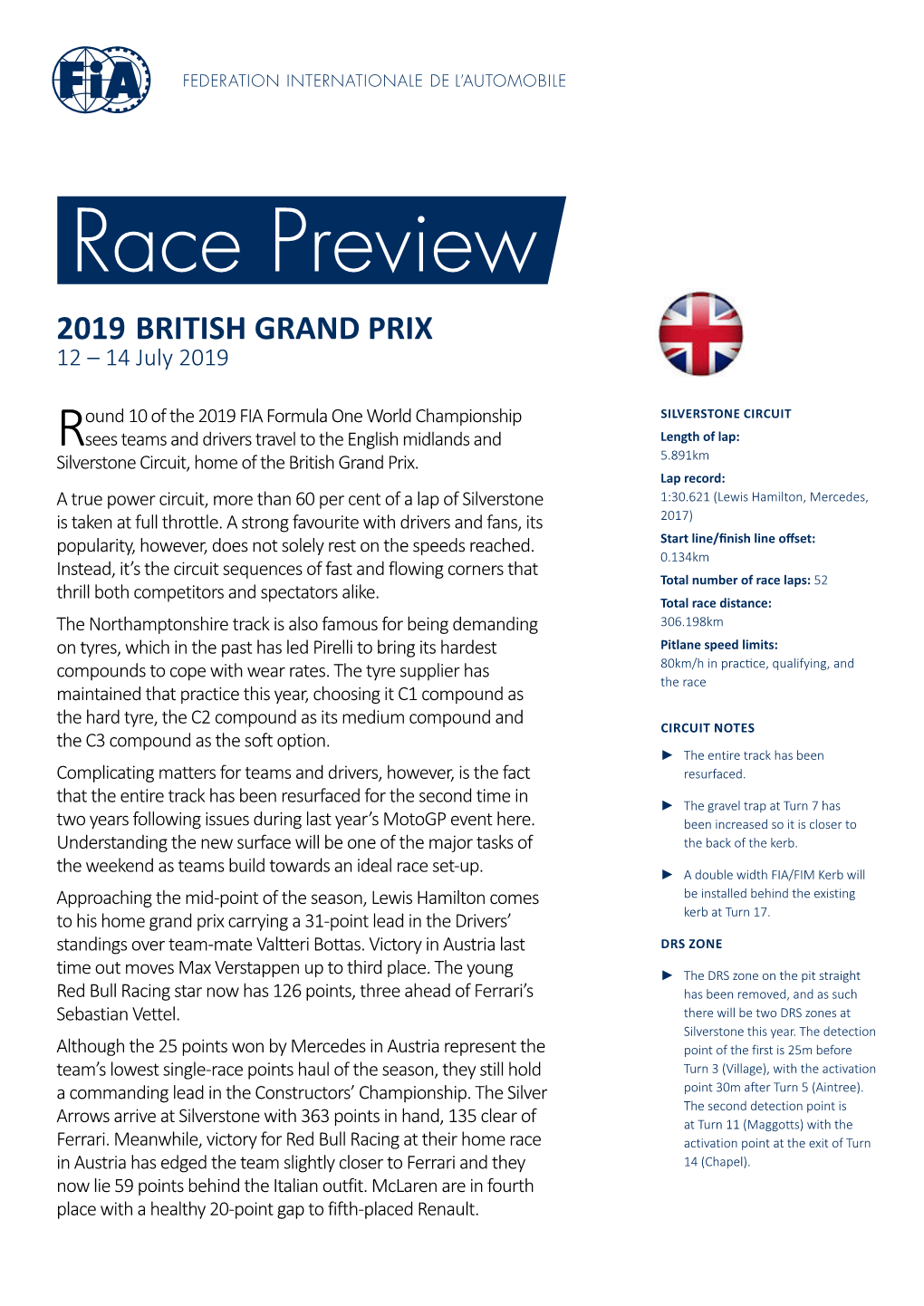 2019 BRITISH GRAND PRIX 12 – 14 July 2019