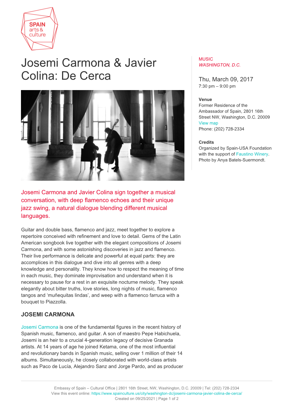 Josemi Carmona & Javier Colina: De Cerca