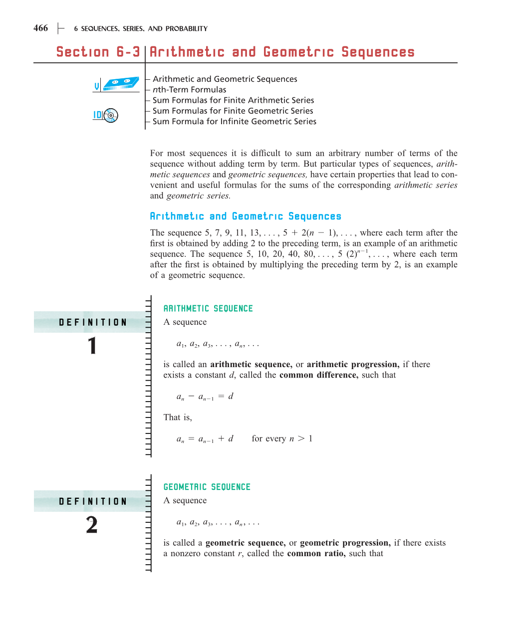 Section 6-3 Arithmetic and Geometric Sequences