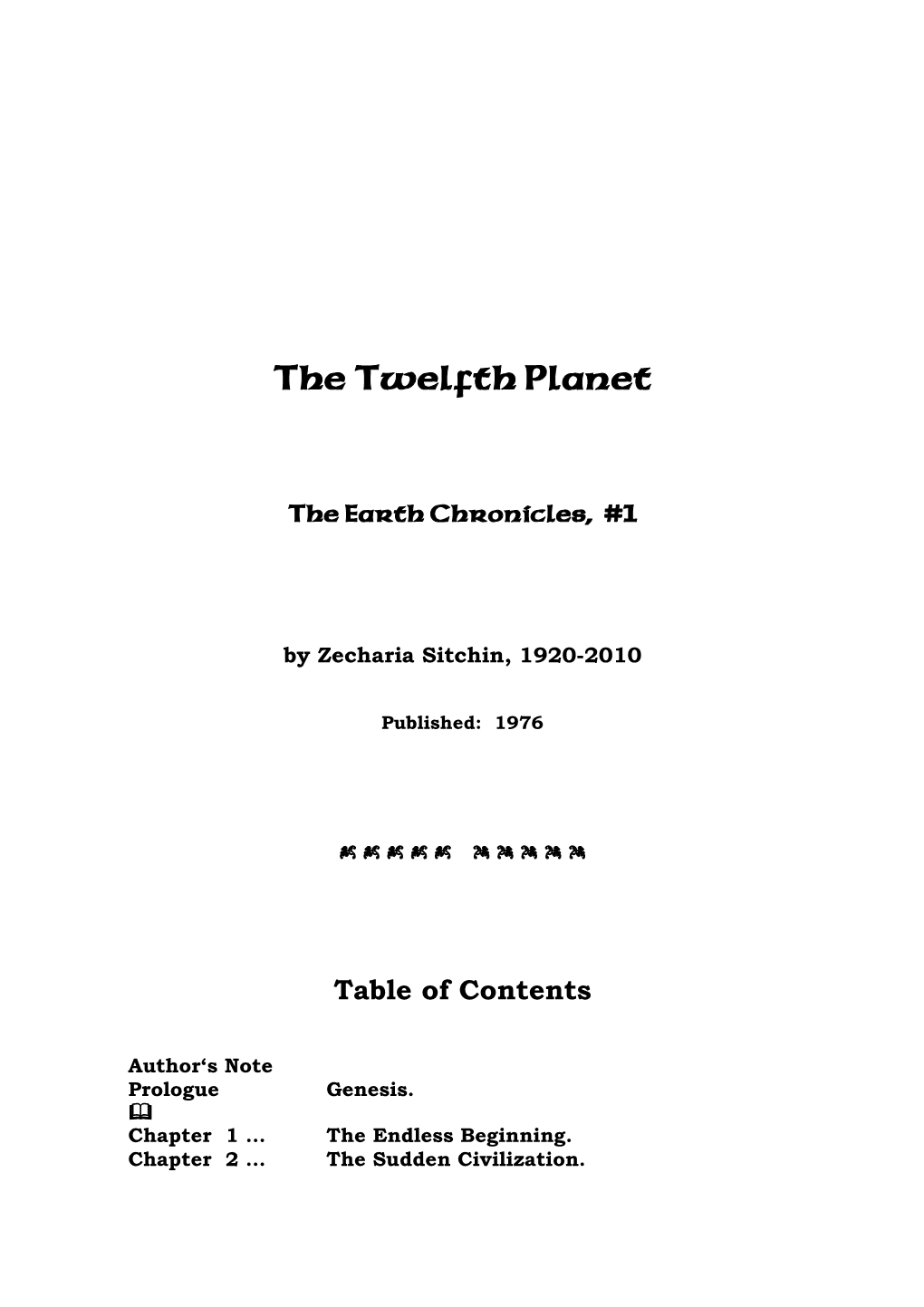 The Twelfth Planet