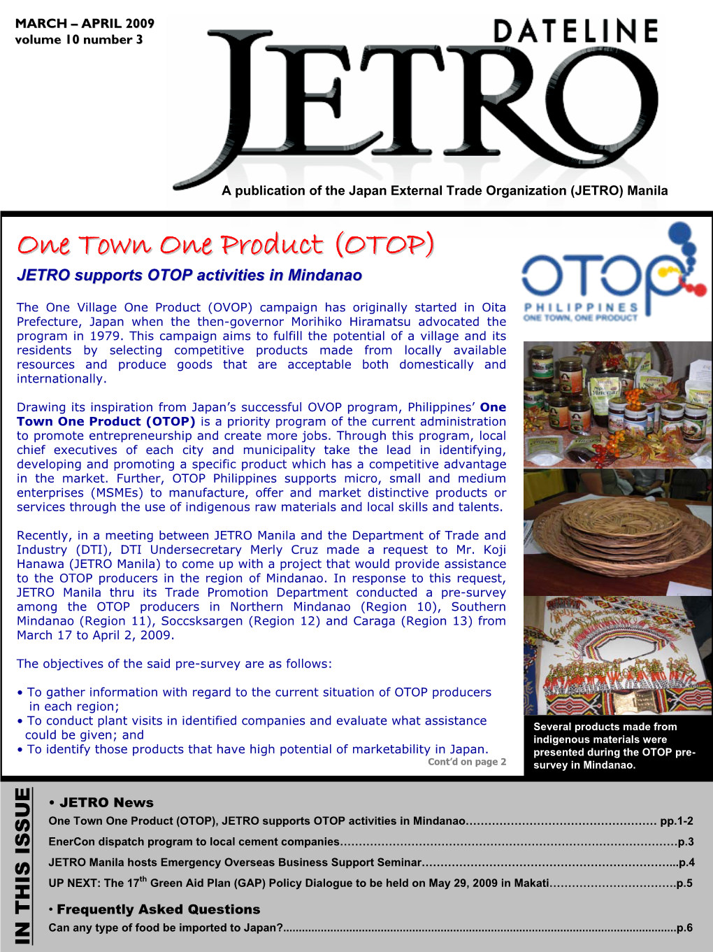 One Town One Product (OTOP) JETRO Supports OTOP Activities in Mindanao