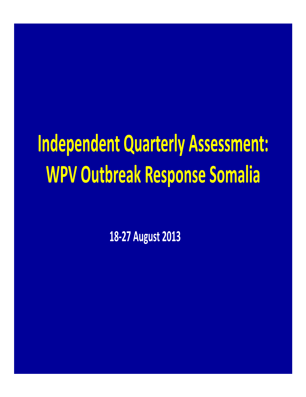 WPV Outbreak Response Somalia