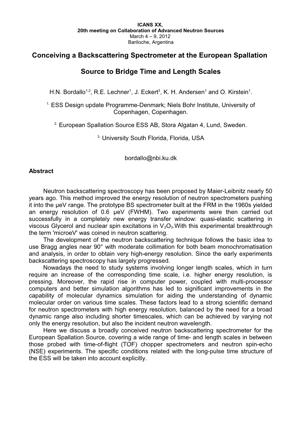 Conceiving a Backscattering Spectrometer at the European Spallation