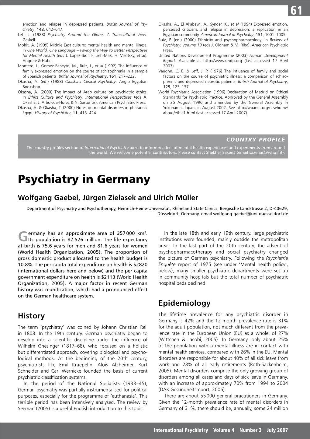 Psychiatry in Germany