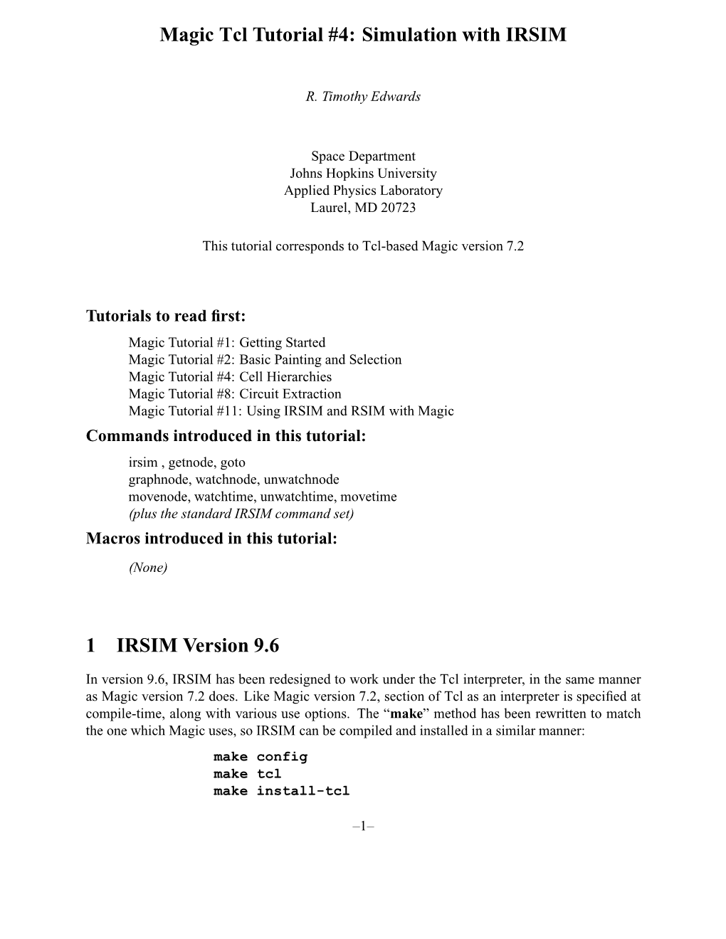 Magic Tcl Tutorial #4: Simulation with IRSIM