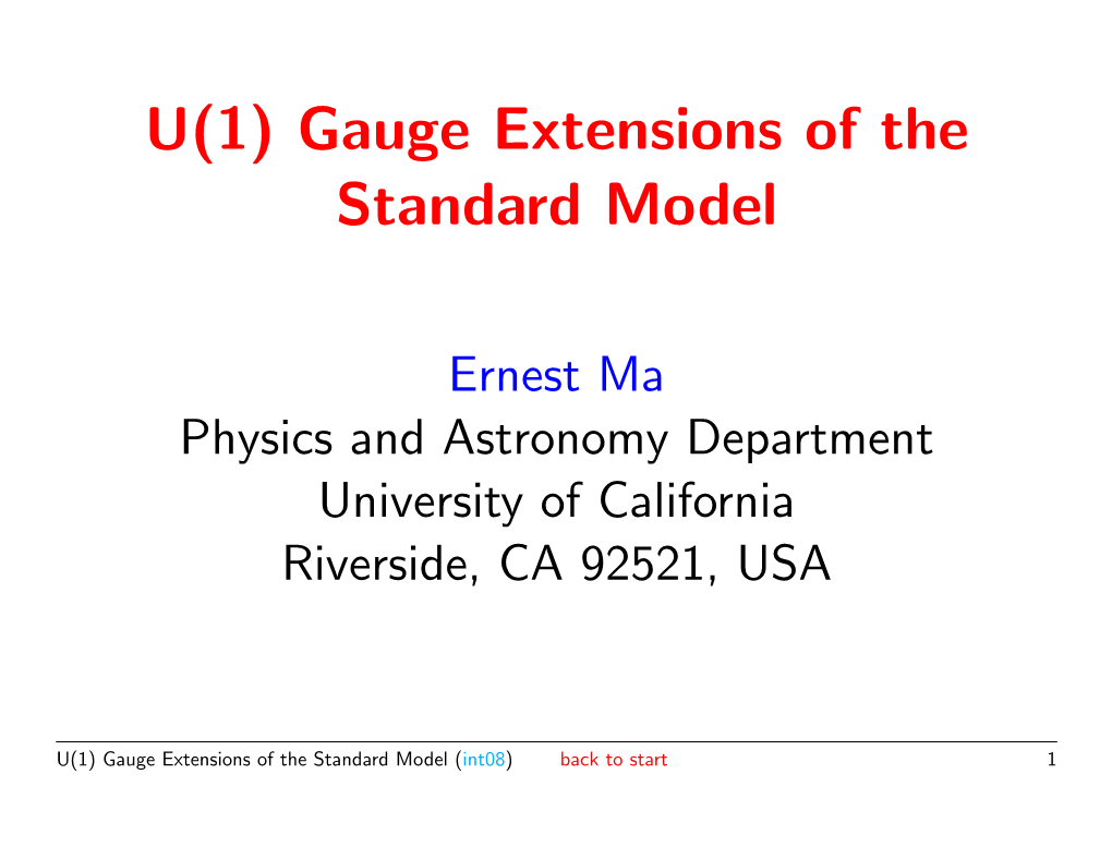 U(1) Gauge Extensions of the Standard Model