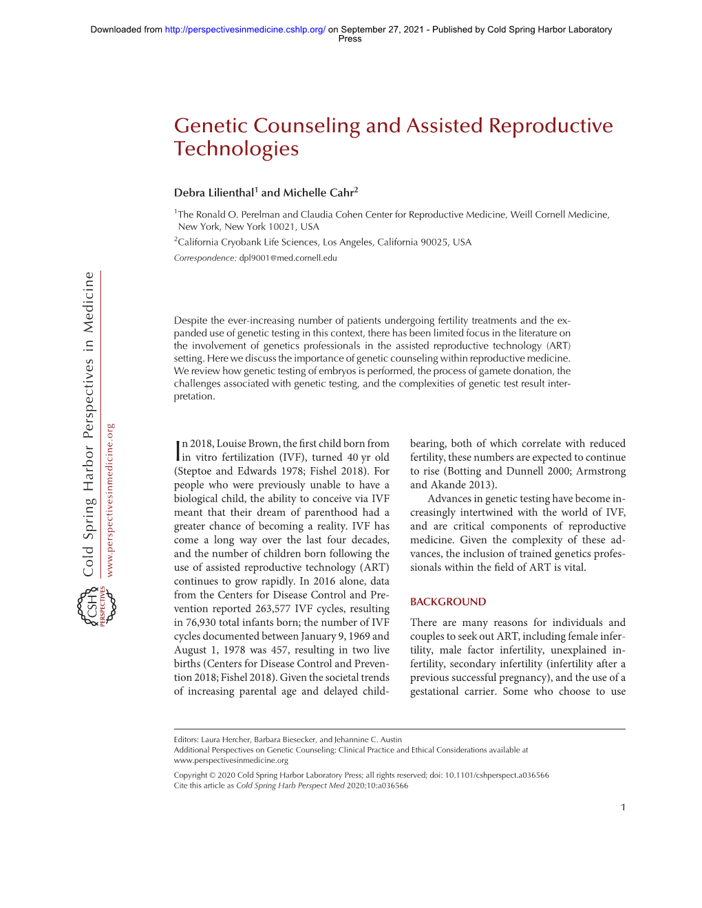 Genetic Counseling and Assisted Reproductive Technologies