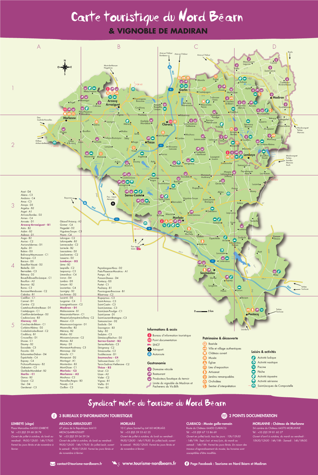 Carte Touristique Du Nord Béarn Et Madiran