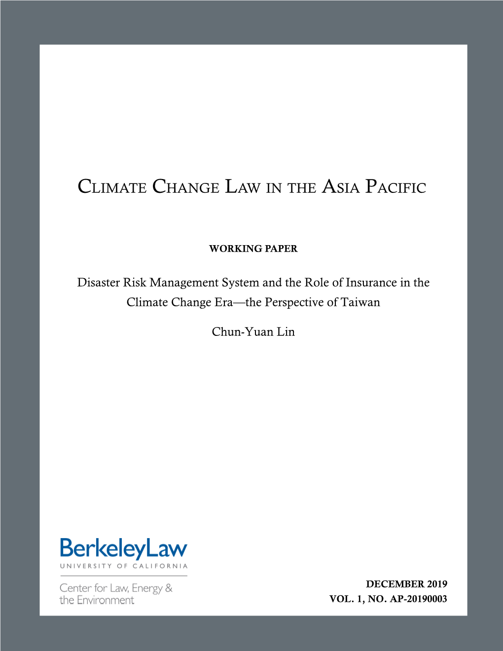 Climate Change Law in the Asia Pacific