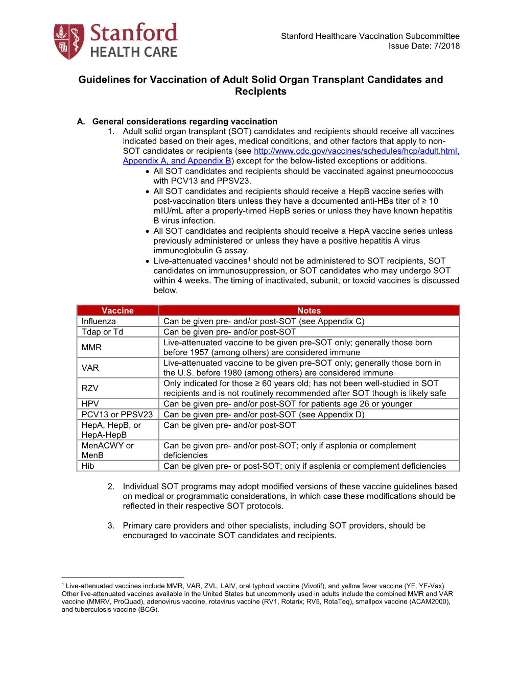 Guidelines for Vaccination of Adult Solid Organ Transplant Candidates and Recipients