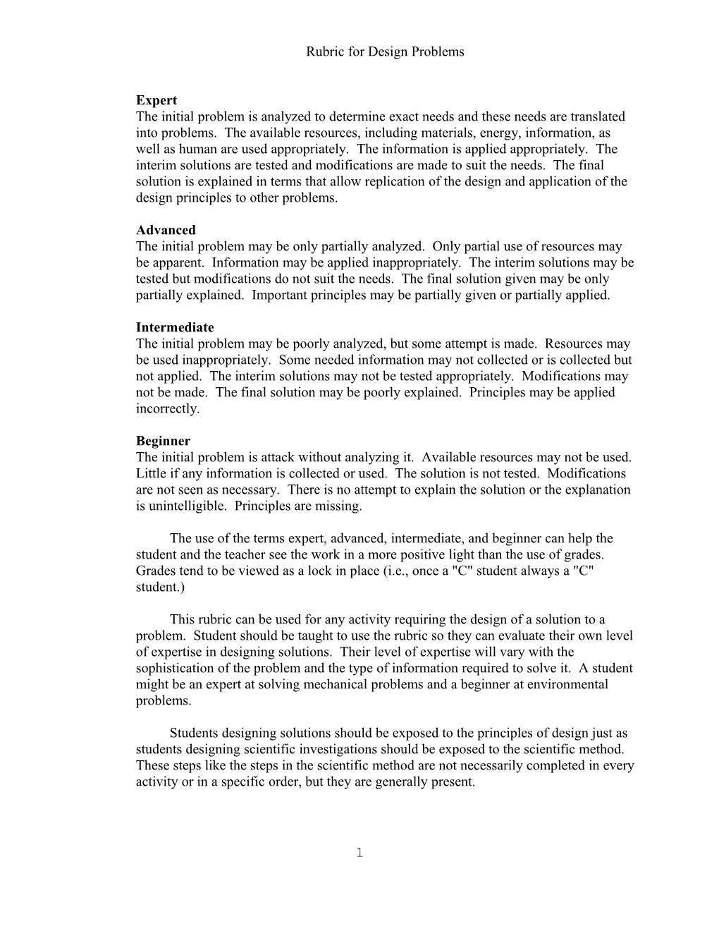 Using the Following Rubric (Scoring Guide