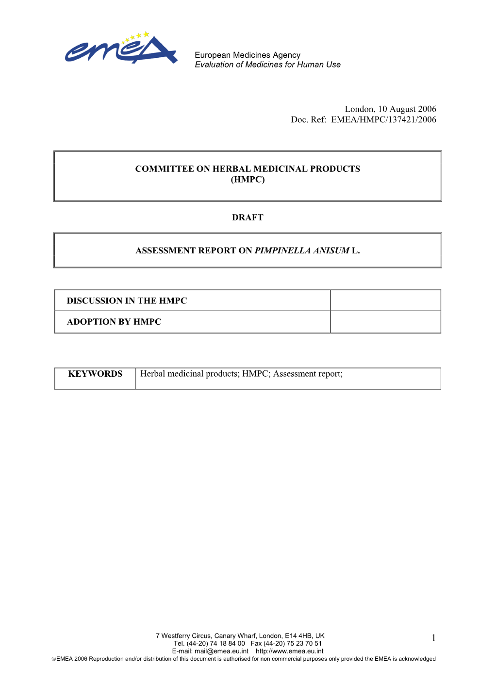 Assessment Report on Pimpinella Anisum L