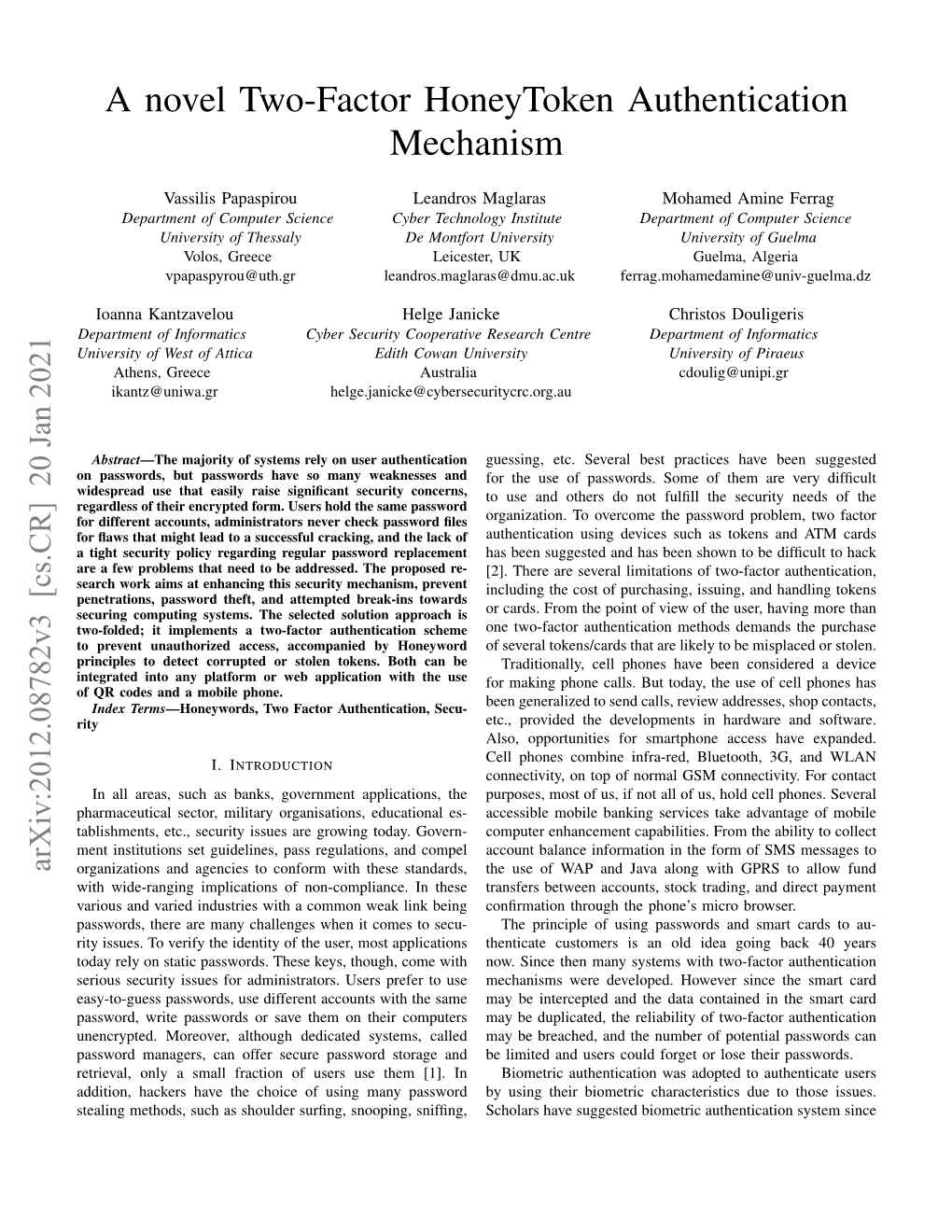 A Novel Two-Factor Honeytoken Authentication Mechanism