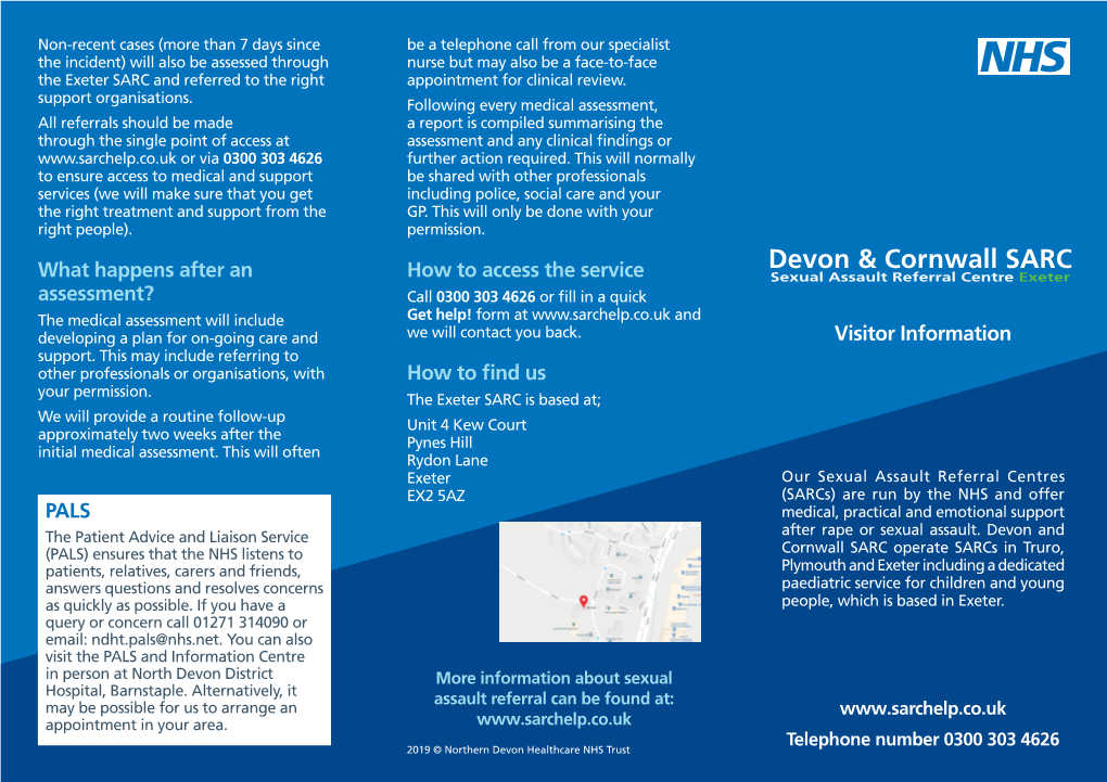 Devon and Cornwall SARC Exeter – Patient Leaflet