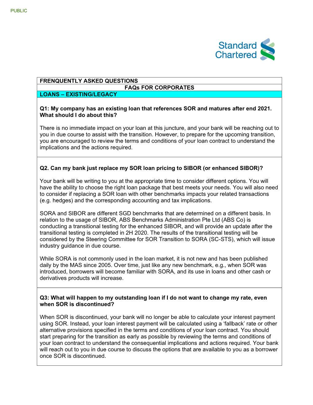 My Company Has an Existing Loan That References SOR and Matures After End 2021