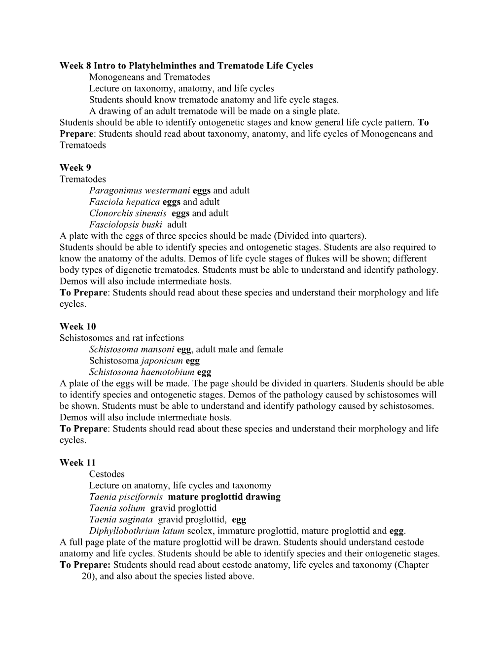 Week 8 Trematode Anatomy (March 1)